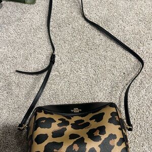 Coach Black and Tan Leopard Print Crossbody Bag